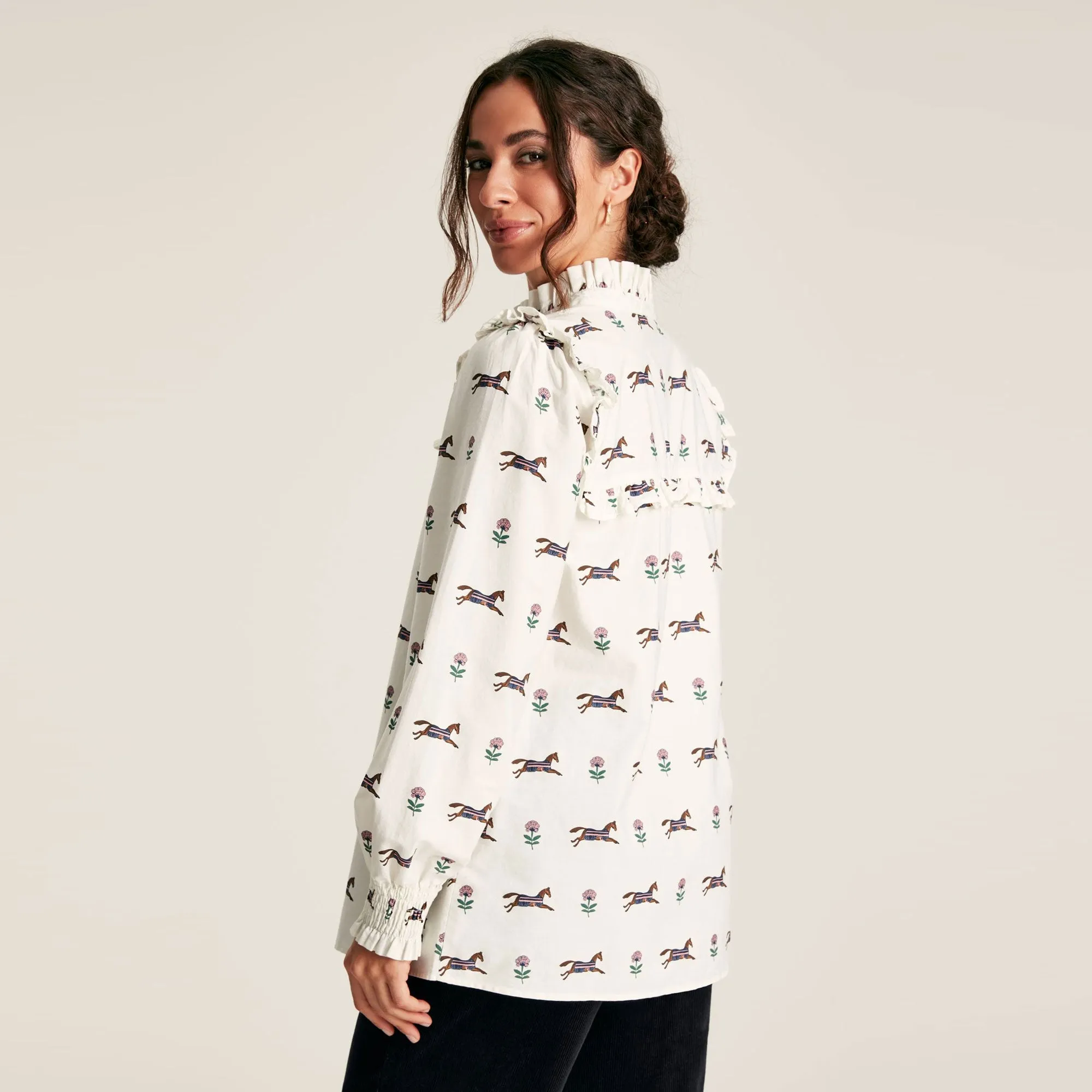 Joules Ladies Henrietta Jumping Horse Print Shirt