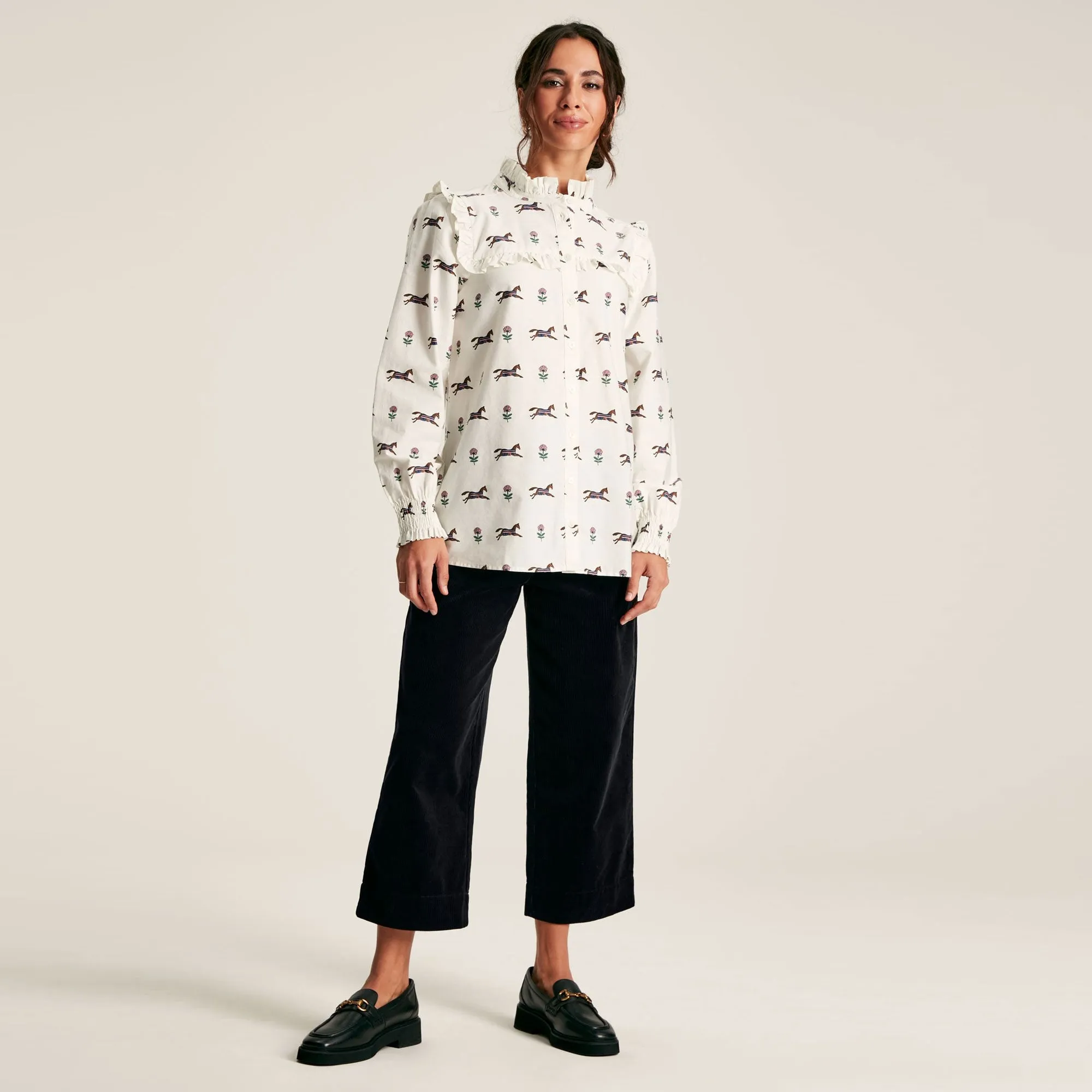 Joules Ladies Henrietta Jumping Horse Print Shirt