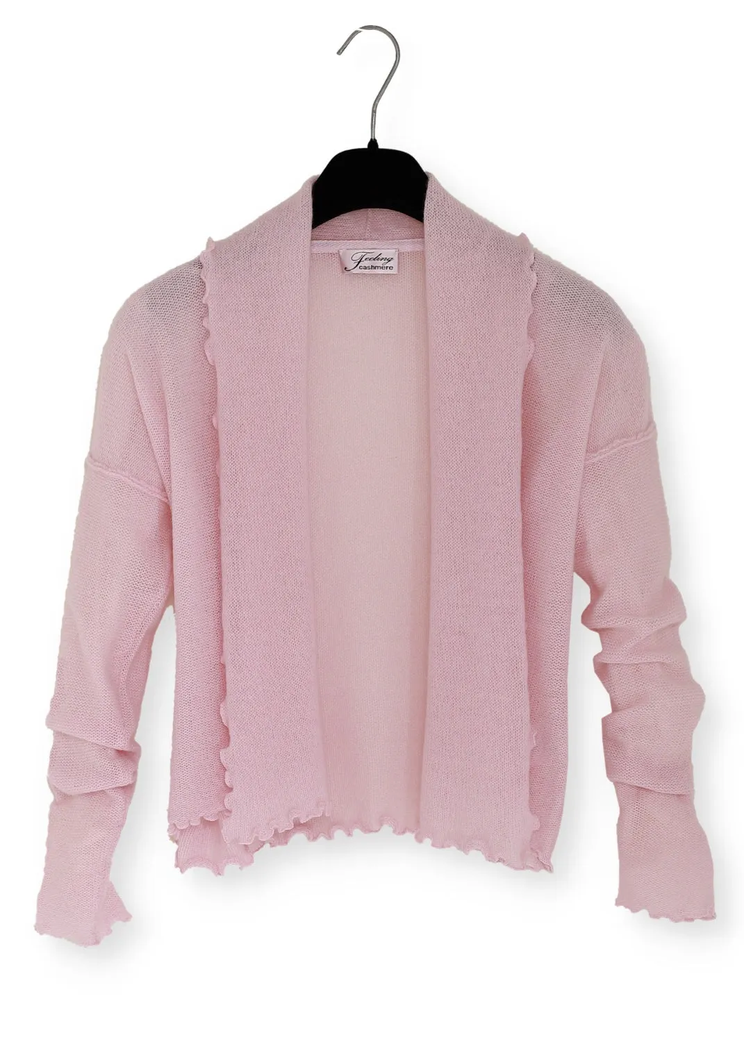 Kashmir cardigan med draperad sjalkrage - Vintage pink