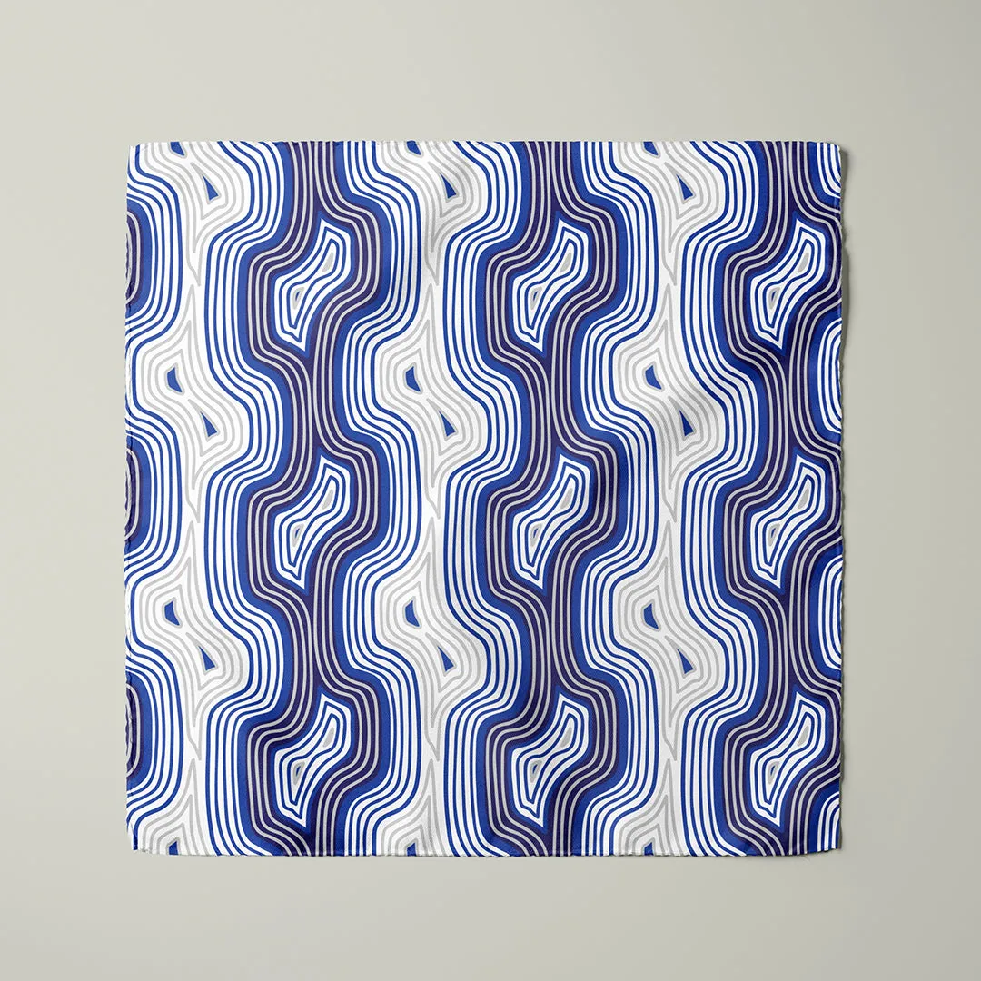 Lasdun Neckerchief / Pocket Square - Blue/ White