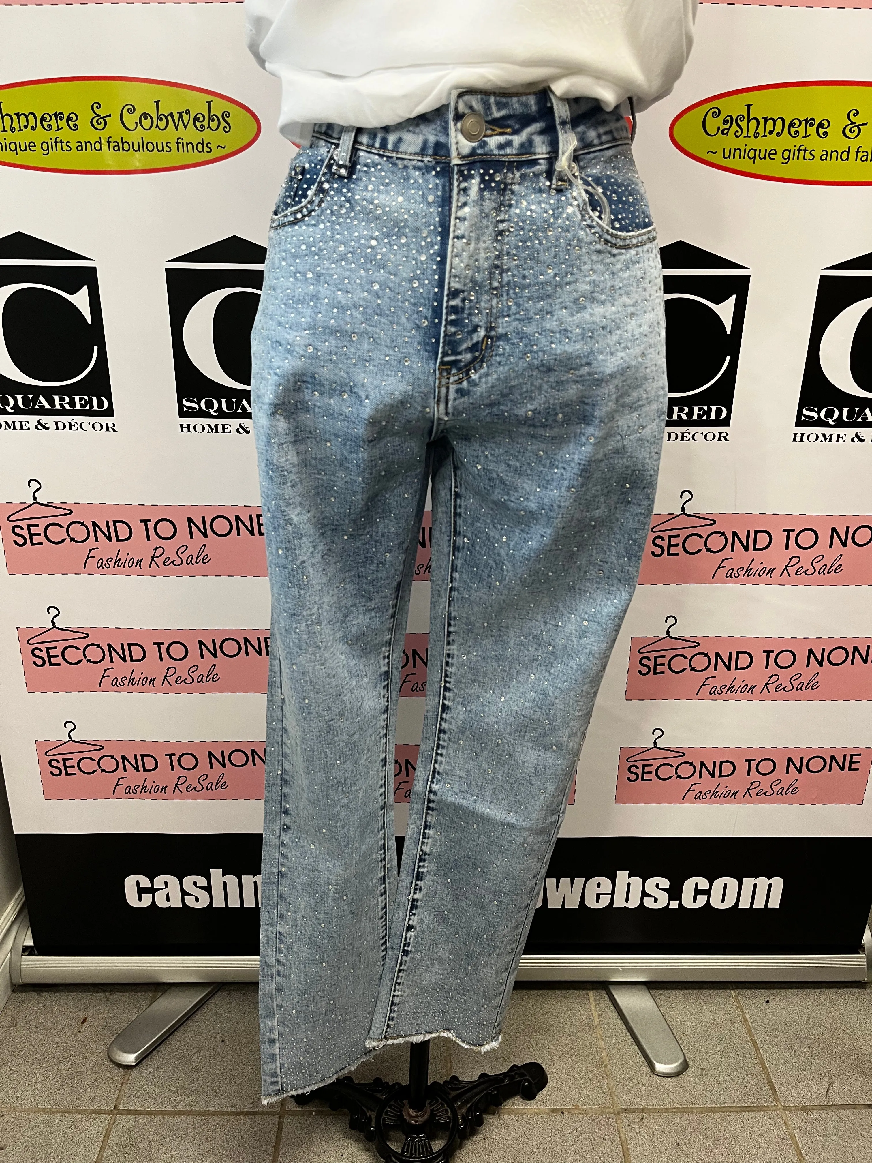 Light Wash Bedazzled Jeans (Only 1 XXL Left!)
