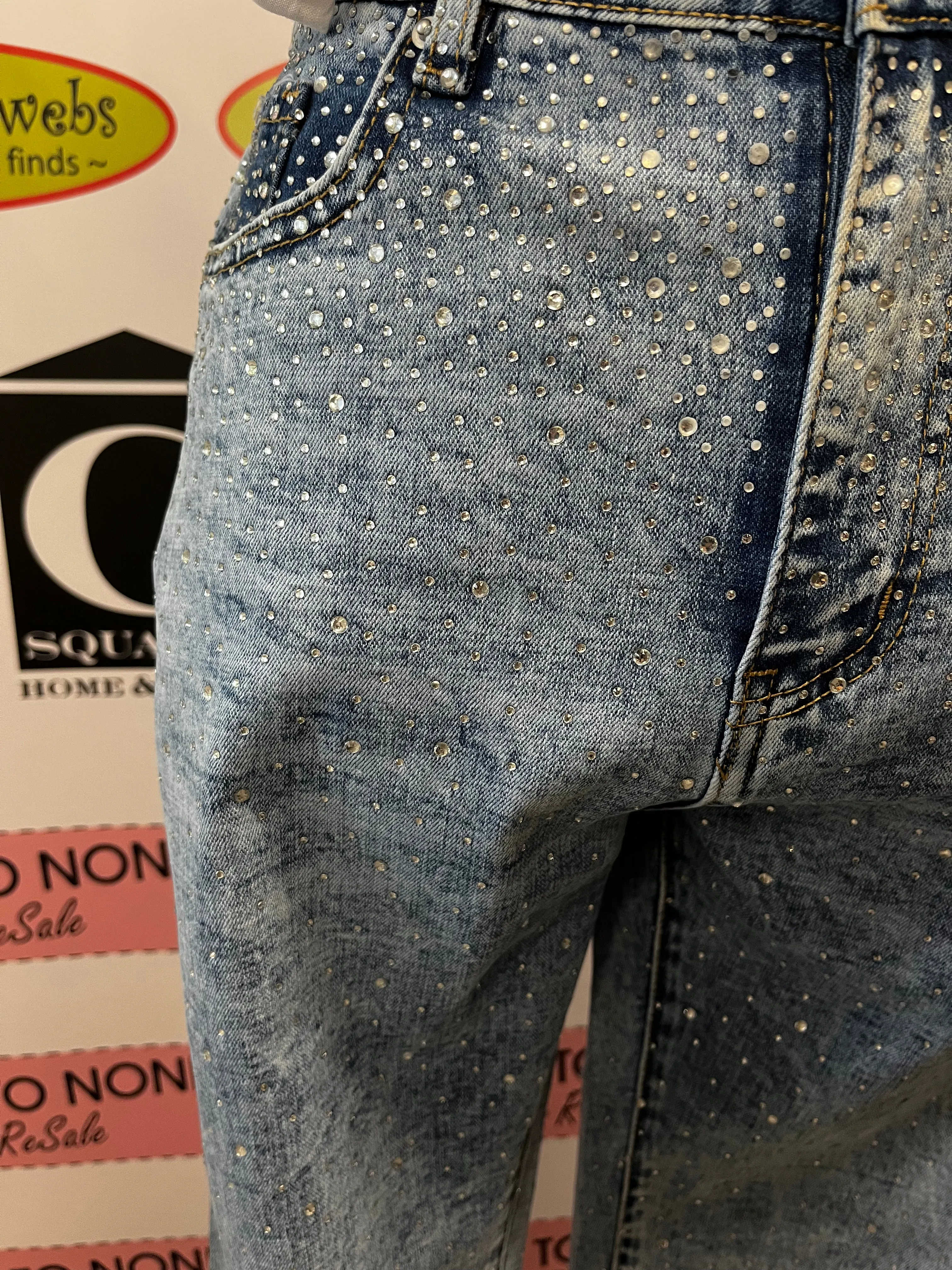 Light Wash Bedazzled Jeans (Only 1 XXL Left!)