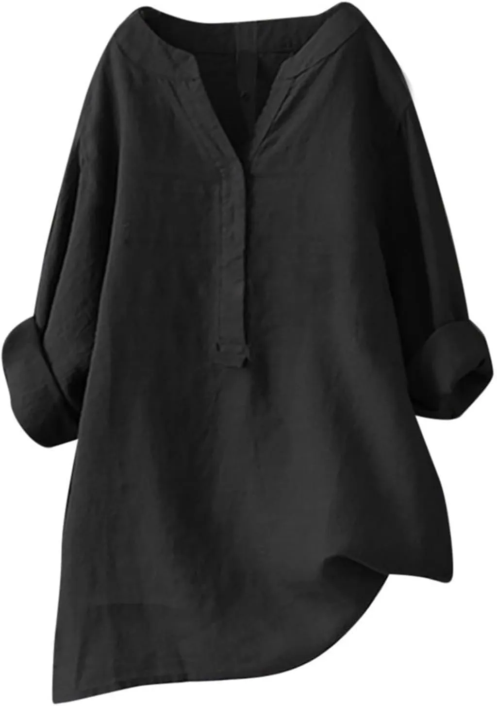 Linen Shirt for Women Breathable Tops Loose Button V Neck Tops Womens Daily Tunic Blouse Oversized Summer Tee Shirts