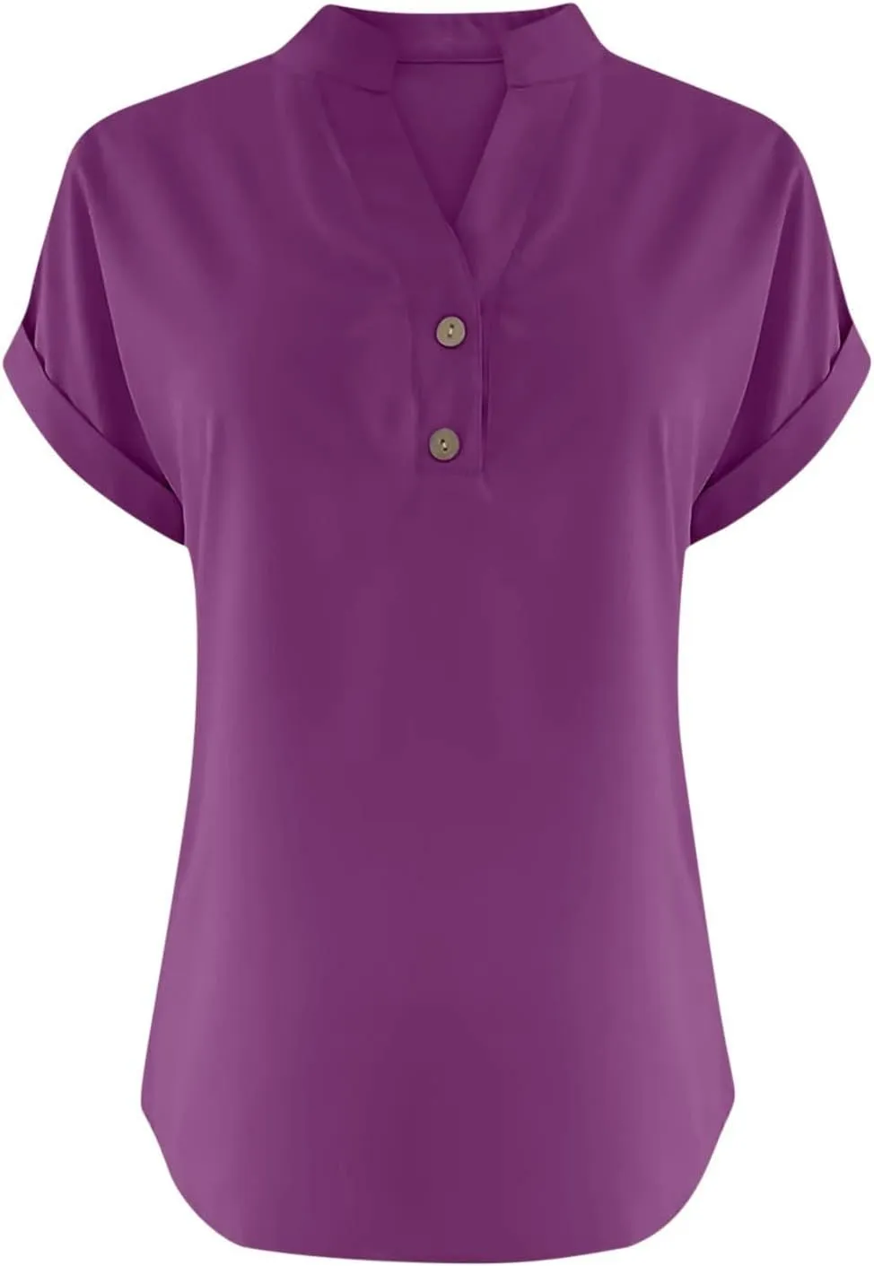 Linen Shirts for Women Trendy Casual Short Sleeve V Neck Shirts Plus Size Loose Summer Breathable Cozy Solid Blouse
