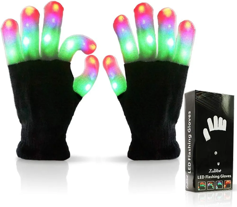 Luwint Light Up Gloves Fun Toys Kids 5-12, Cool Stocking Stuffer Christmas Birthday Gifts with 6 Flashing Modes