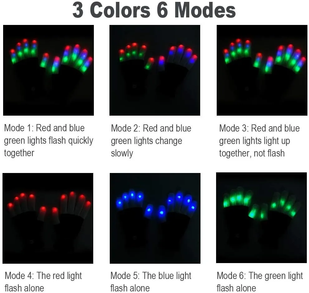 Luwint Light Up Gloves Fun Toys Kids 5-12, Cool Stocking Stuffer Christmas Birthday Gifts with 6 Flashing Modes