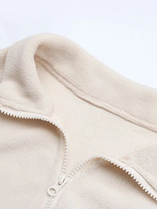 Madalyn Women's Short Solid Color Polar Fleece Jacket