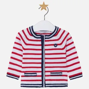 Mayoral Red Stripe Knitting Pullover Cardigan
