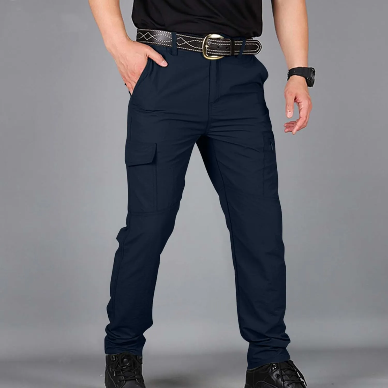 Mencomfy Cargo Pants Waterproof Ripstop Flex Tactic Lightweight Outdoor Hiking Work Pants Relaxed Fit Trousers