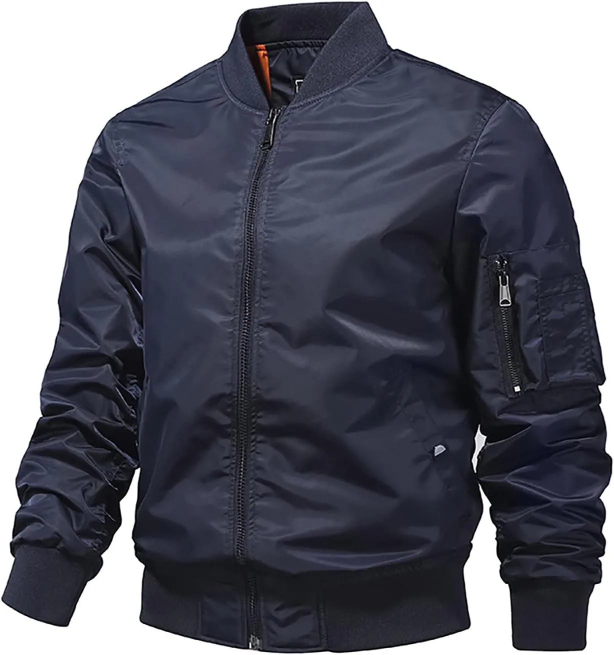 Mens Bomber Jackets Casual Fall Winter Coat Stylish Stand Collar Zip Up Outerwear Casual Track Jacket with Pocket