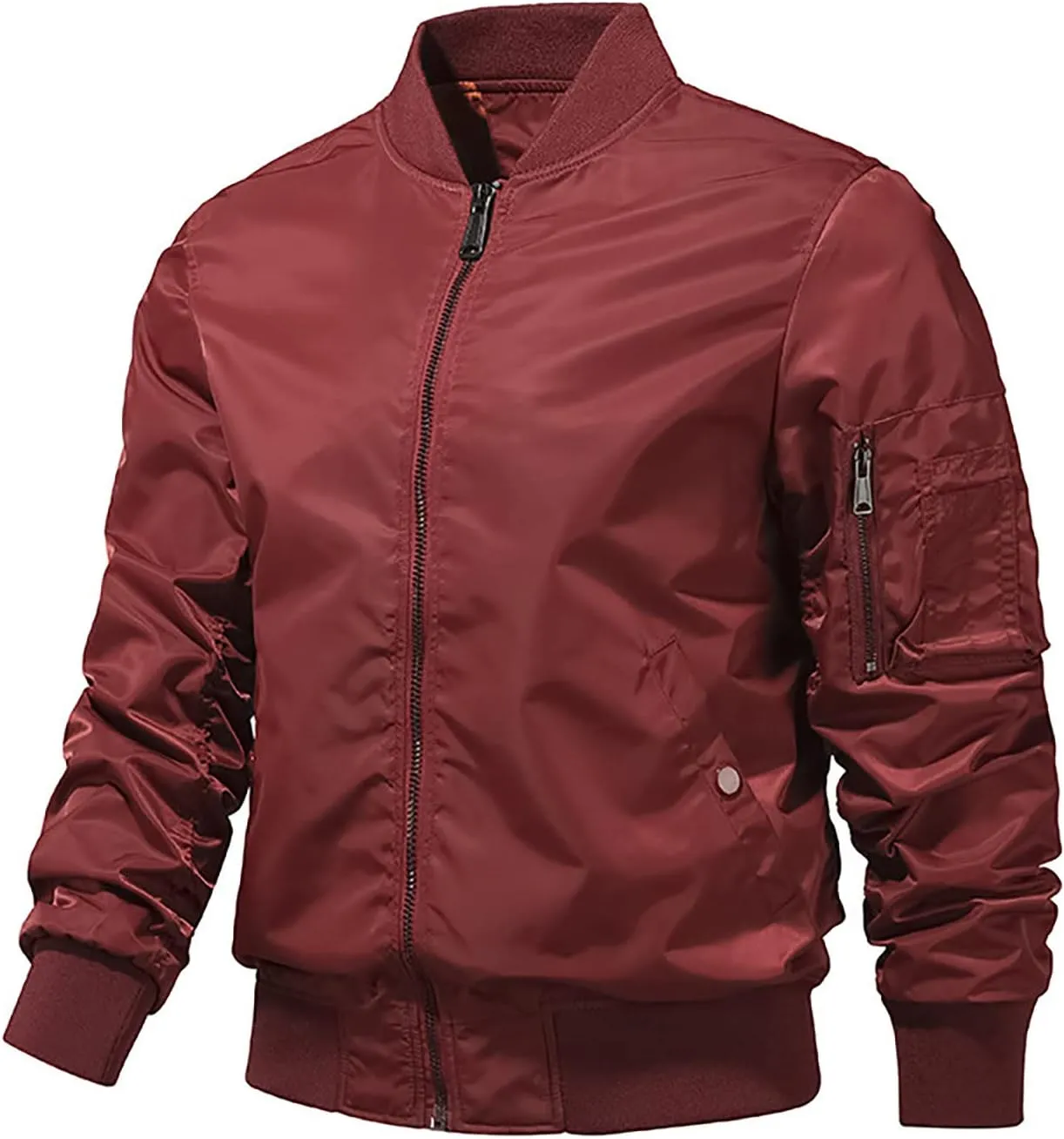 Mens Bomber Jackets Casual Fall Winter Coat Stylish Stand Collar Zip Up Outerwear Casual Track Jacket with Pocket