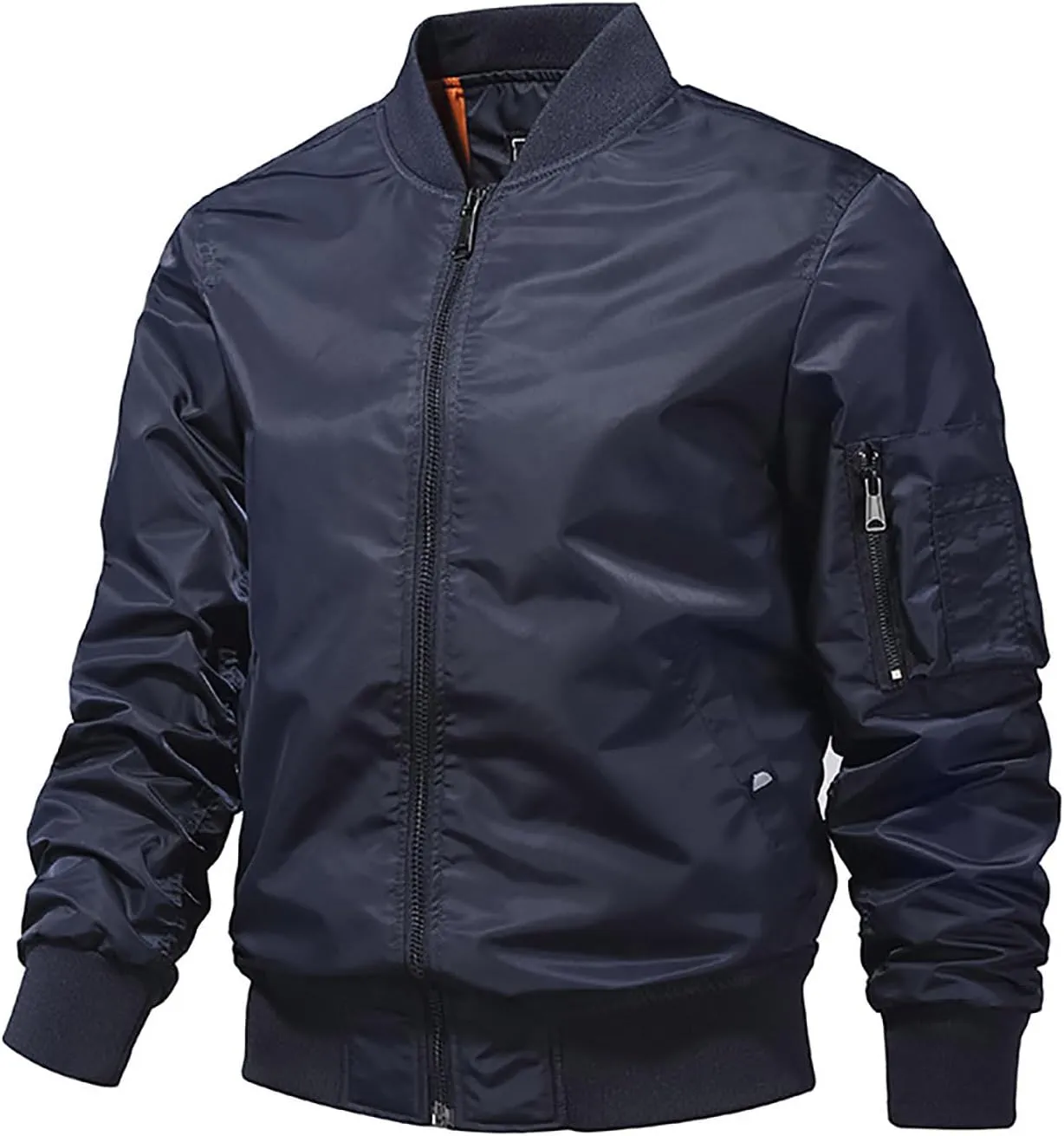 Mens Bomber Jackets Casual Fall Winter Coat Stylish Stand Collar Zip Up Outerwear Casual Track Jacket with Pocket