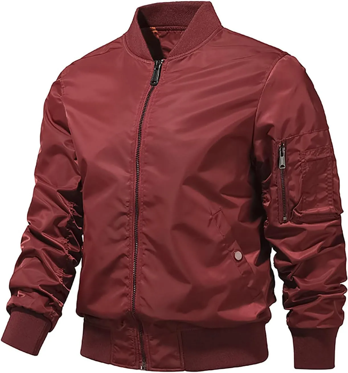 Mens Bomber Jackets Casual Fall Winter Coat Stylish Stand Collar Zip Up Outerwear Casual Track Jacket with Pocket
