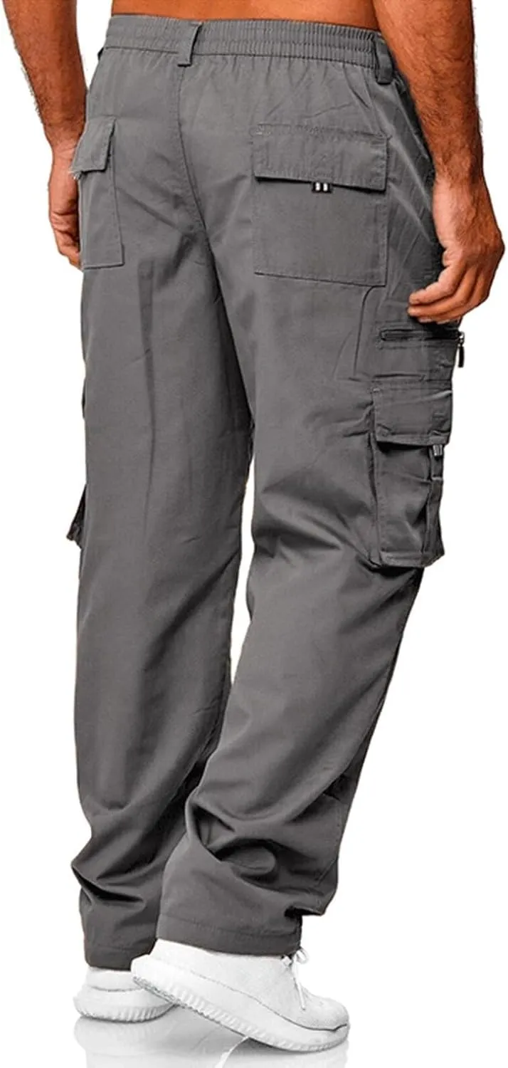 Men's Outdoor Cargo Pant Relaxed Fit Lightweight Hiking Jogger Classic Fit Multi Pockets Fashion Trousers