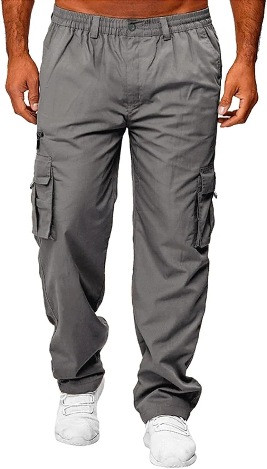 Men's Outdoor Cargo Pant Relaxed Fit Lightweight Hiking Jogger Classic Fit Multi Pockets Fashion Trousers