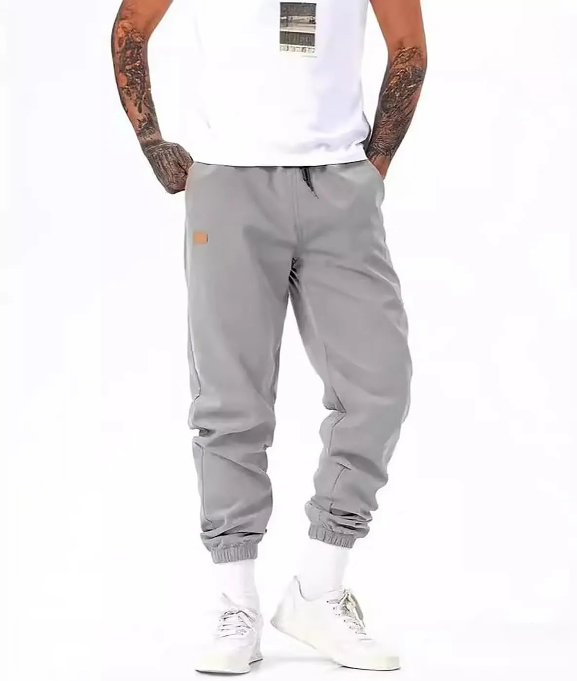 Men's Pants with Multi Pockets Drawstring Tactical Joggers Relaxed Fit Hiking Stretch Casual Sweatpants Cargo Workout
