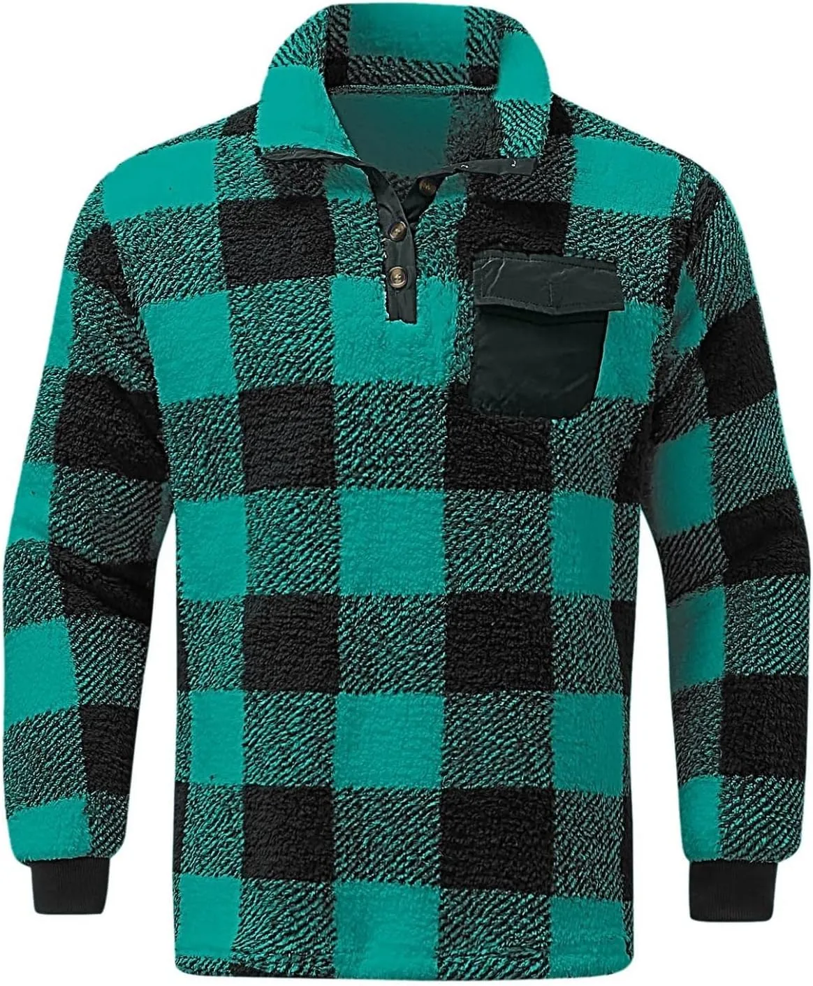 Mens Plaid 1/4 Zipper Sherpa Pullover Hoodies Sweatshirts Long Sleeve Flannel Fleece Jackets Winter Soft Warm Outwears