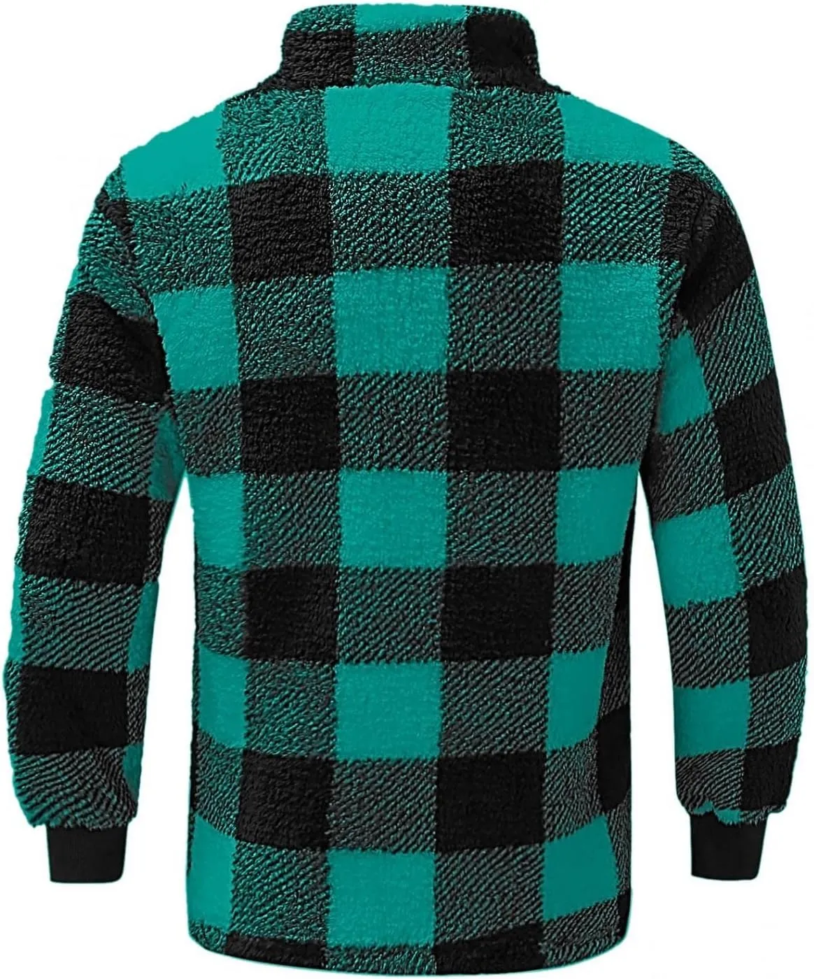 Mens Plaid 1/4 Zipper Sherpa Pullover Hoodies Sweatshirts Long Sleeve Flannel Fleece Jackets Winter Soft Warm Outwears