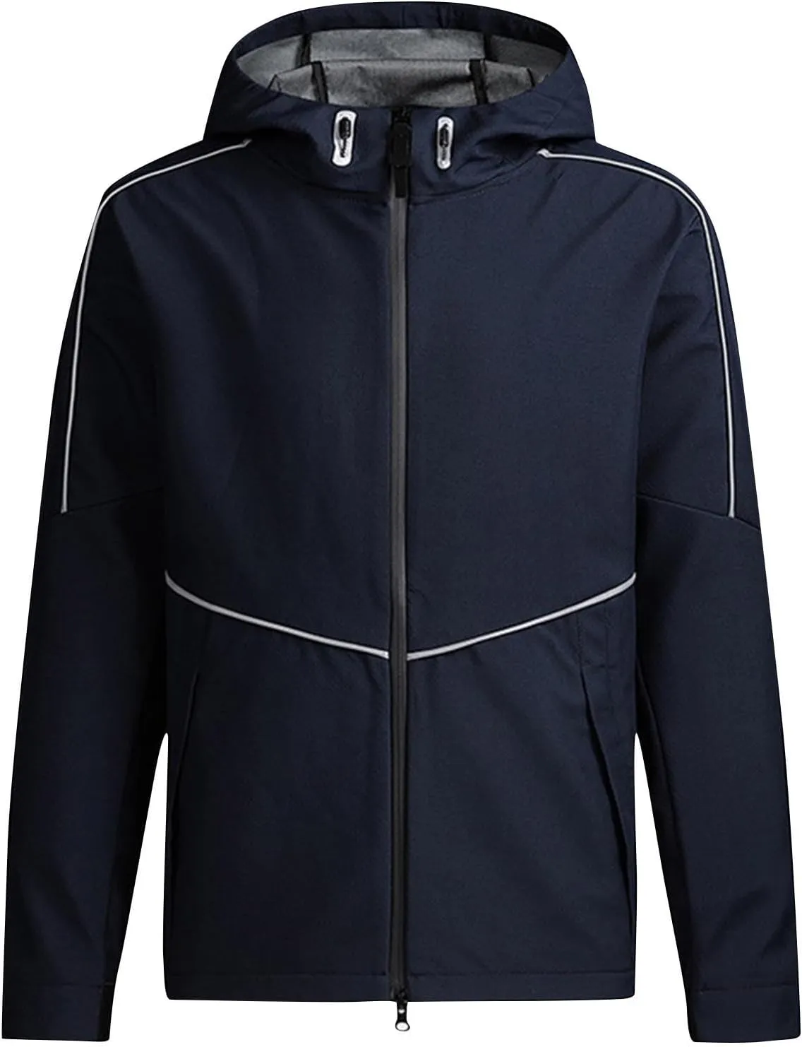 Mens Rain Jacket Waterproof Raincoat with Hooded Lightweight Windbreaker Soft Shell Hiking Coat for Travel