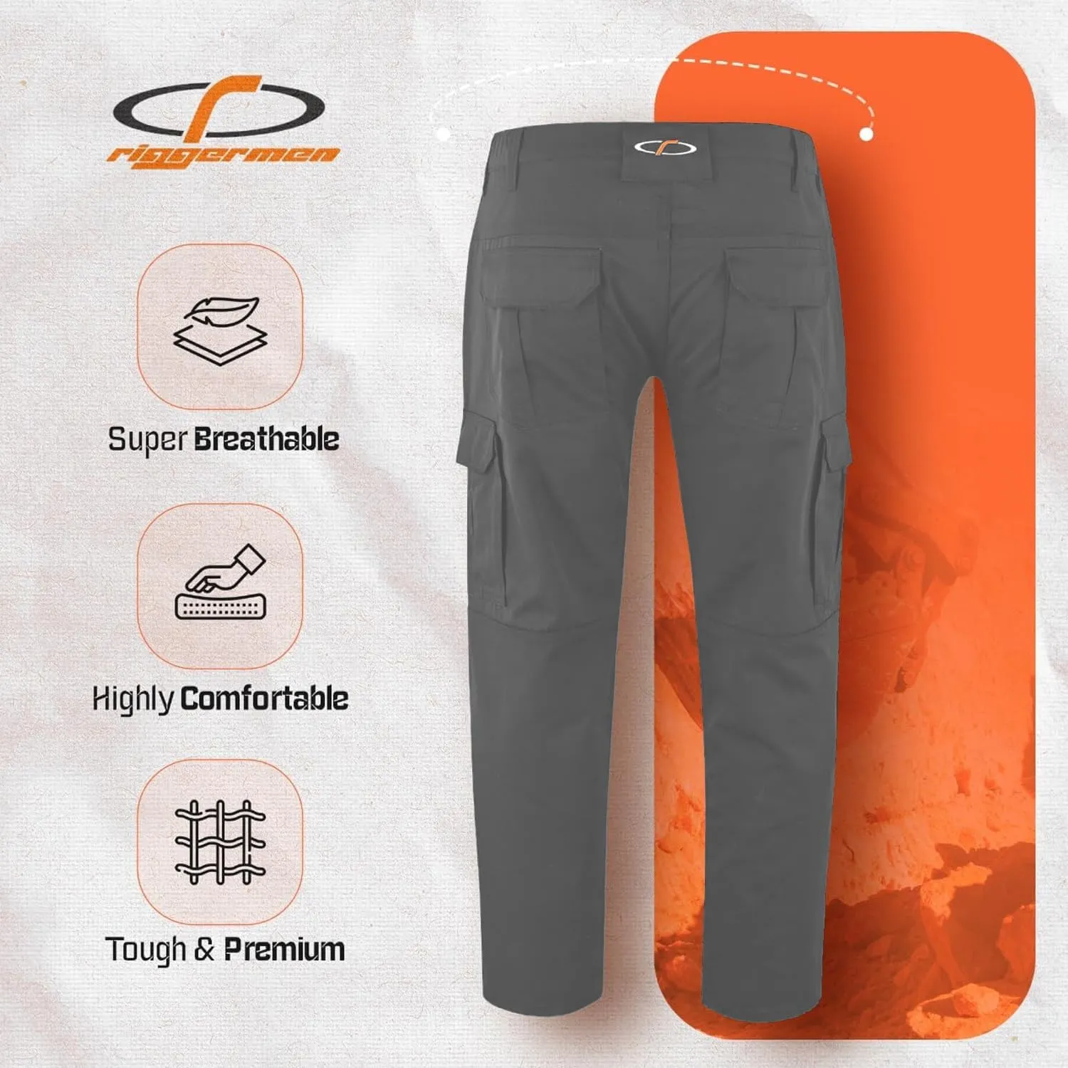 Mens Tactical Pants Elasticated Waist Lightweight Work Pants for Men Construction Boot Cut Relaxed Fit Cargo Pants