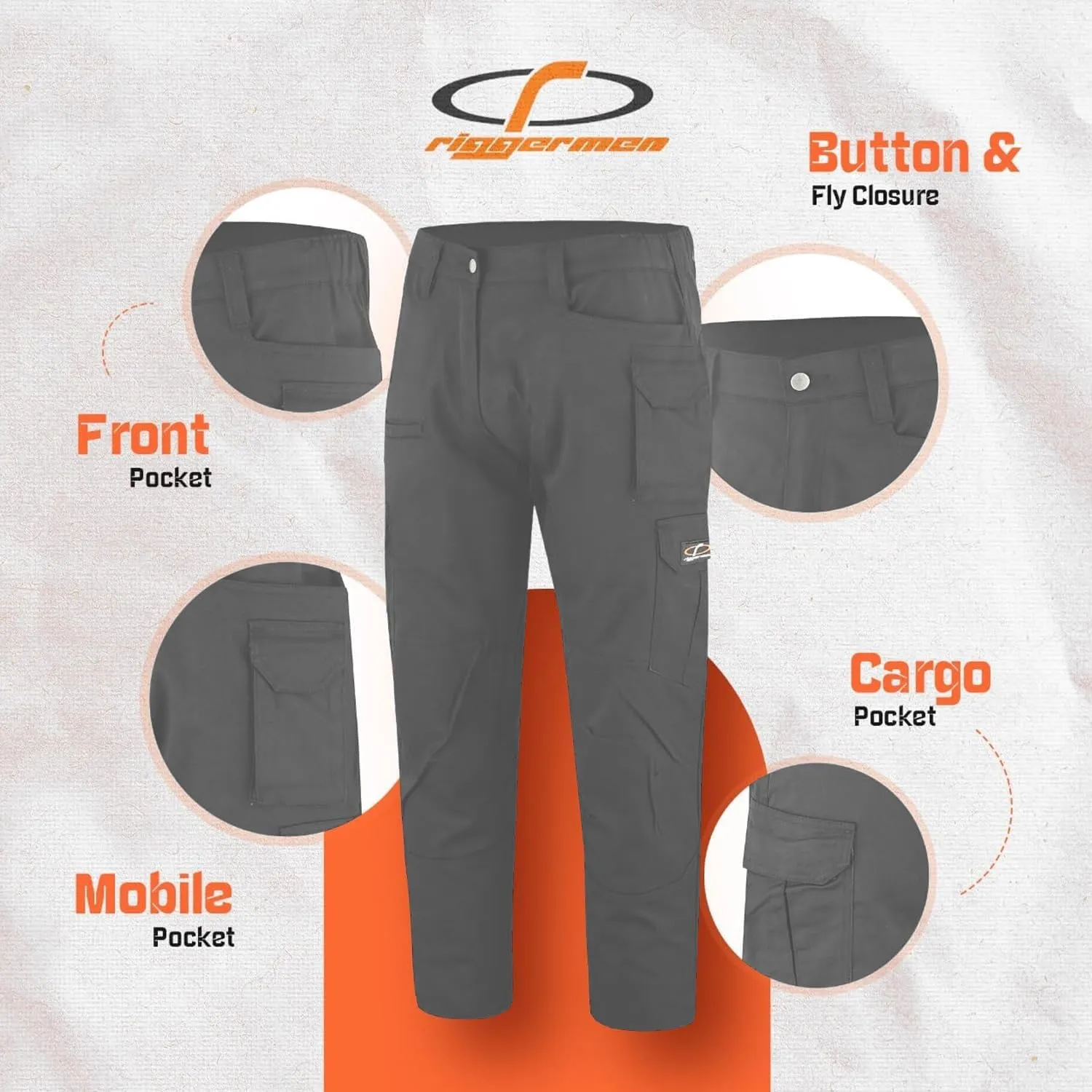 Mens Tactical Pants Elasticated Waist Lightweight Work Pants for Men Construction Boot Cut Relaxed Fit Cargo Pants