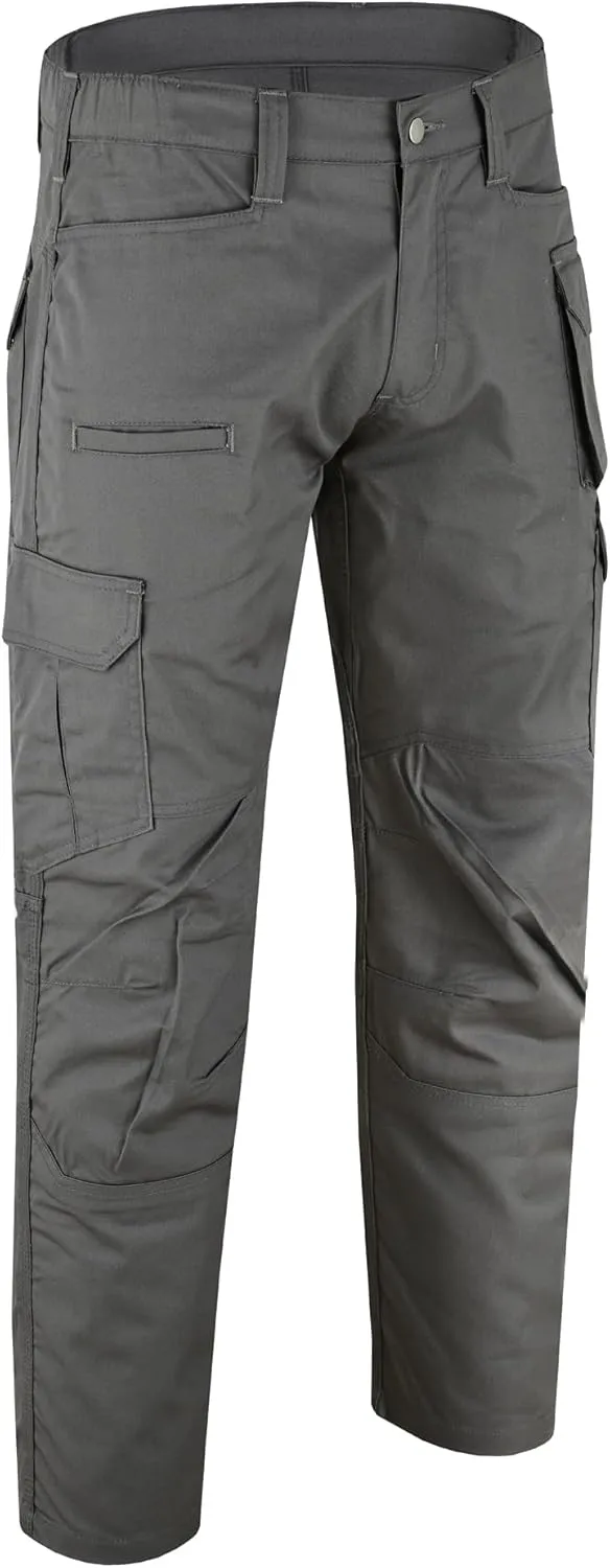 Mens Tactical Pants Elasticated Waist Lightweight Work Pants for Men Construction Boot Cut Relaxed Fit Cargo Pants