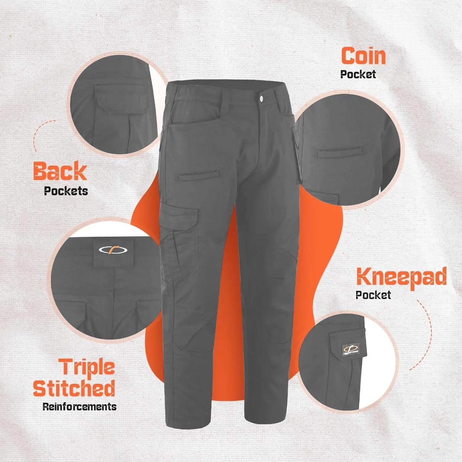Mens Tactical Pants Elasticated Waist Lightweight Work Pants for Men Construction Boot Cut Relaxed Fit Cargo Pants