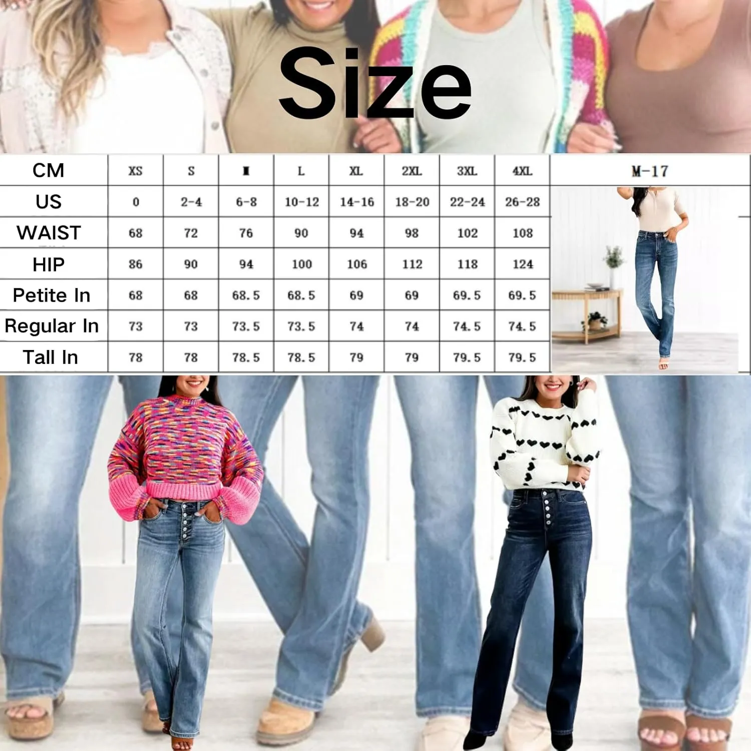 Mid Rise Button Fly Bootcut Jeans Trendy Classic Vintage Jeans Stretchy Jeans for Women