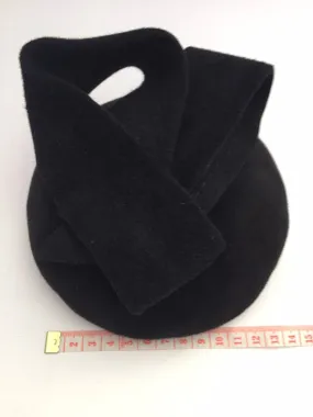 Mini black felt button beret/hat with sculptural beret