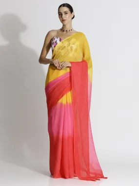 Ombre Daily Wear Pure Linen Red Saree