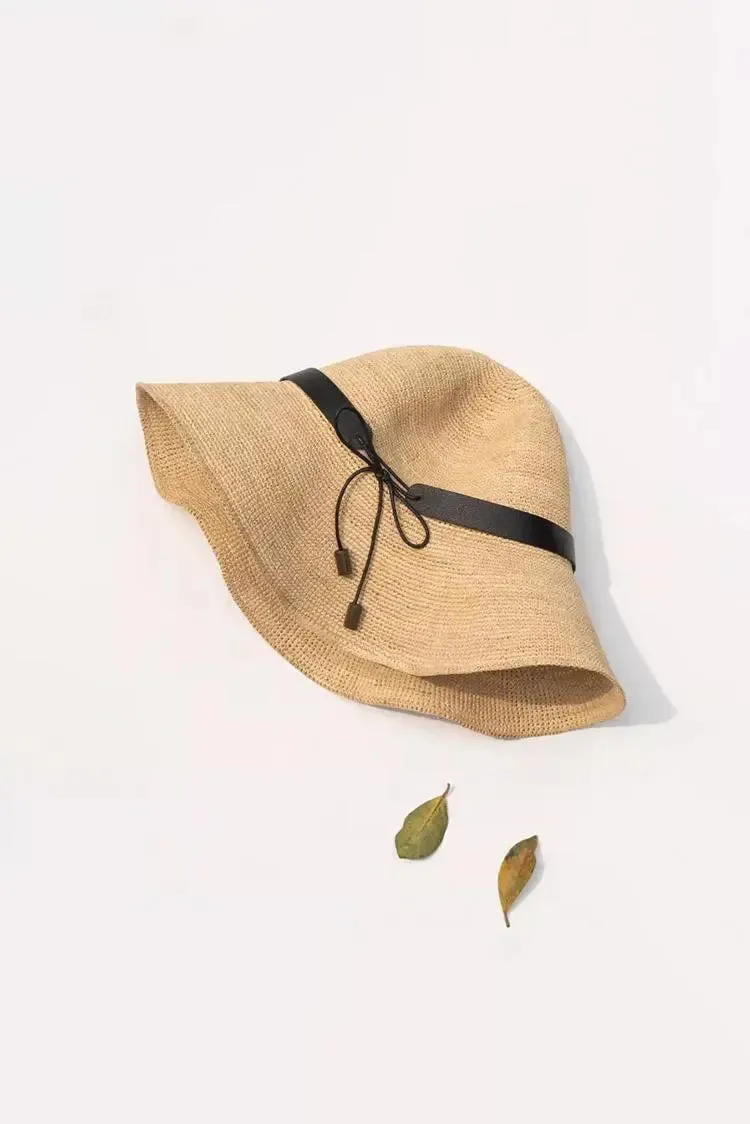Packable Floppy Straw Hat with Bow