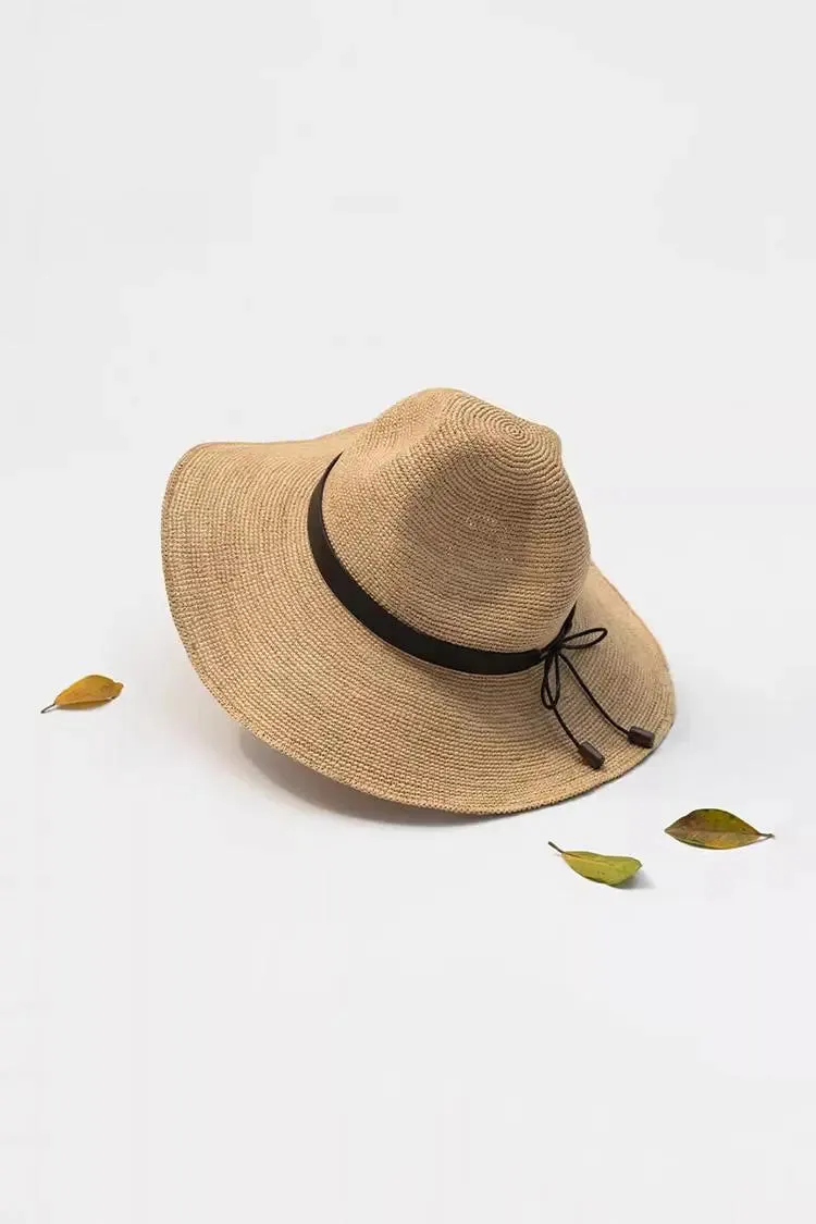Packable Floppy Straw Hat with Bow