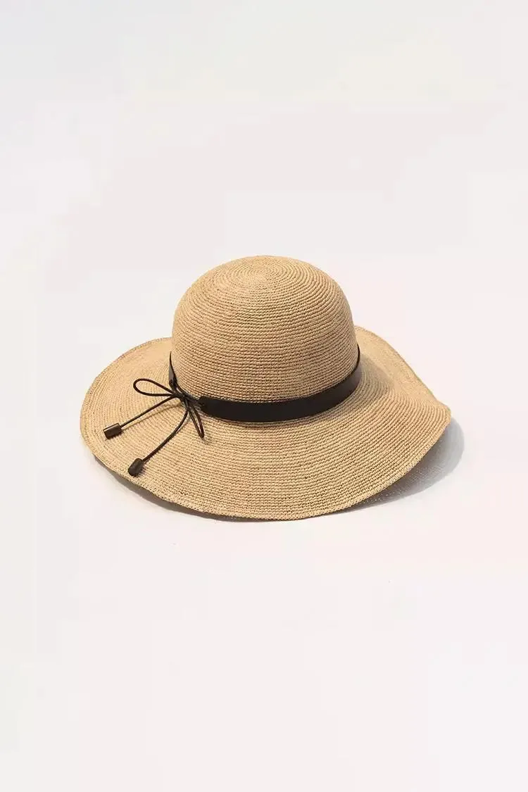 Packable Floppy Straw Hat with Bow