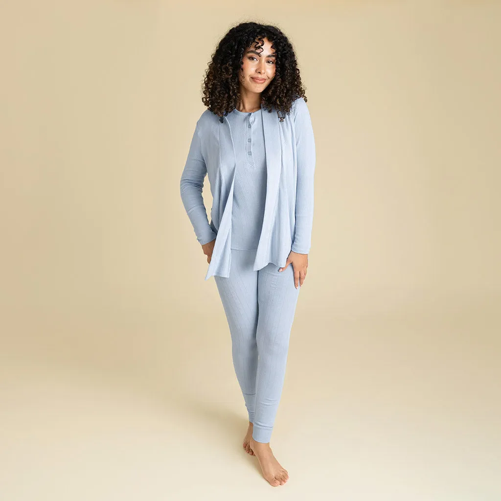 Periwinkle Women's Pointelle Fly Away Cardigan