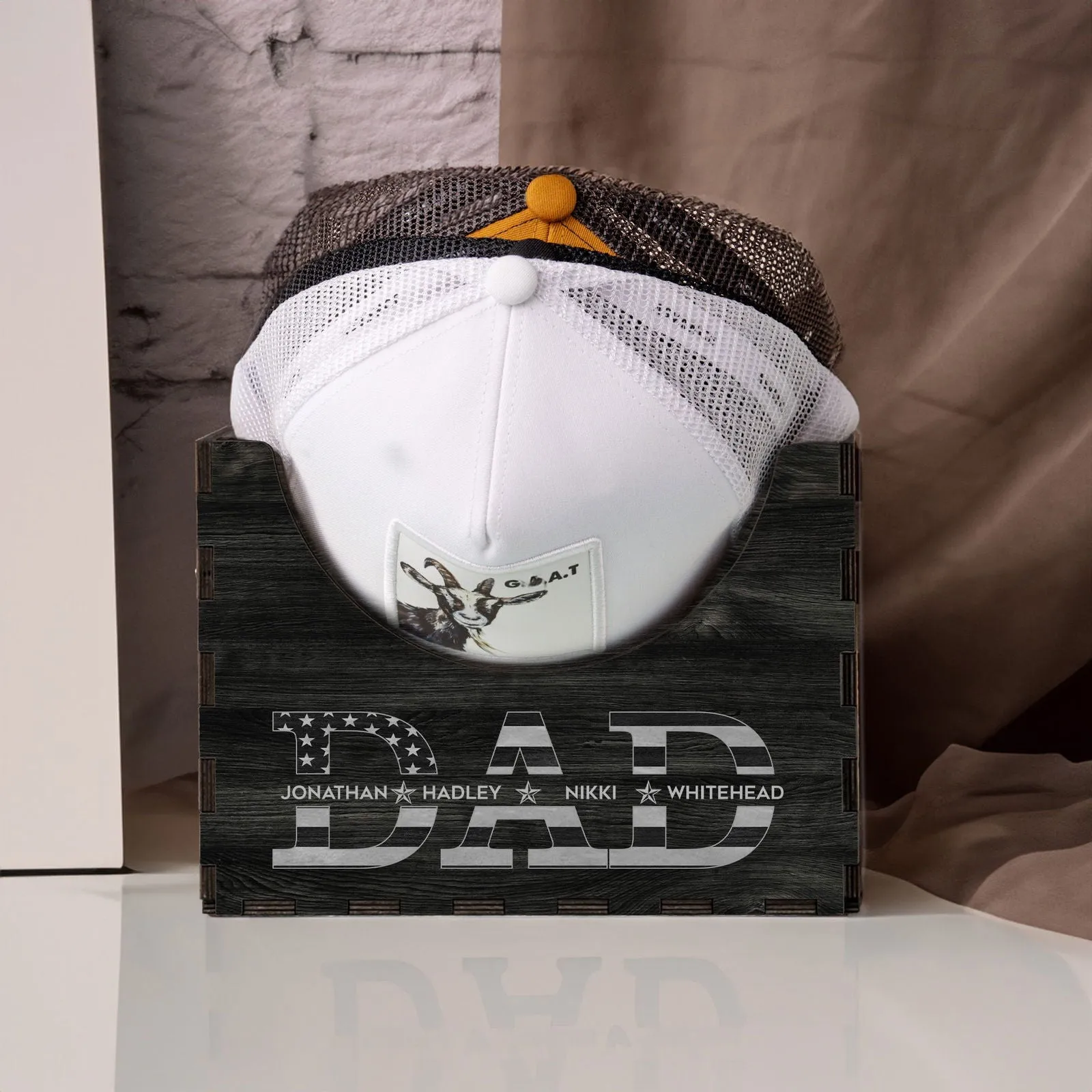 Personalized Wooden Hat Holder, Personalized Cap Holder, Custom Hat Holder, Hat Rack, Hat Storage Box, Fathers Day Gift HH03