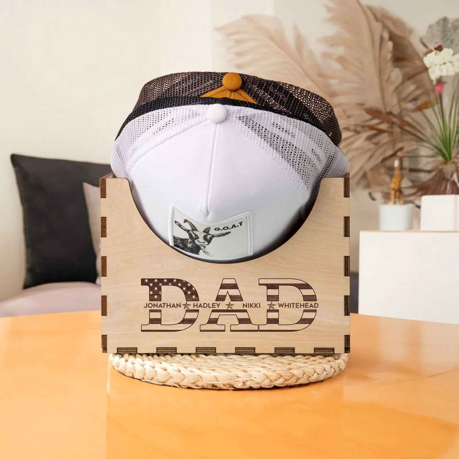Personalized Wooden Hat Holder, Personalized Cap Holder, Custom Hat Holder, Hat Rack, Hat Storage Box, Fathers Day Gift HH03