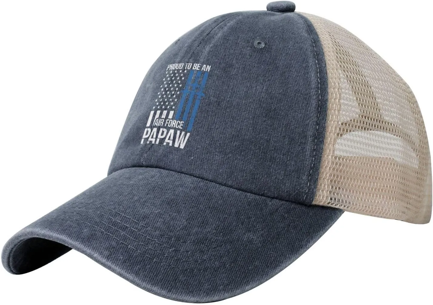 Proud Us Air Force Papaw America Flag Baseball Cap Women Men Mesh-Back Hat Retro Trucker Hats Sun Hat