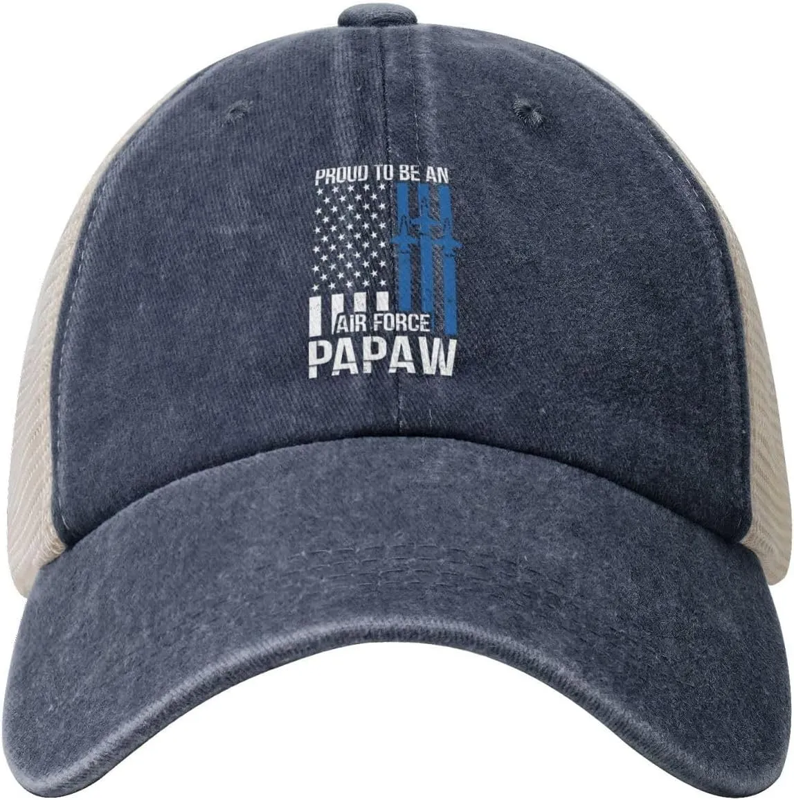 Proud Us Air Force Papaw America Flag Baseball Cap Women Men Mesh-Back Hat Retro Trucker Hats Sun Hat