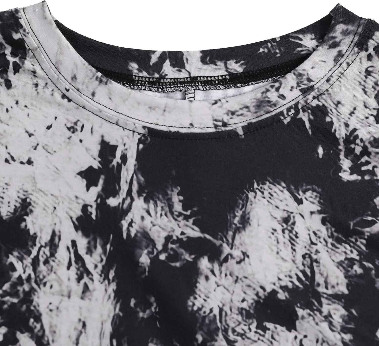 Remidoo Womens Oversized Crop Top Tie Dye Shirt Crewneck Short Sleeve T-Shirt