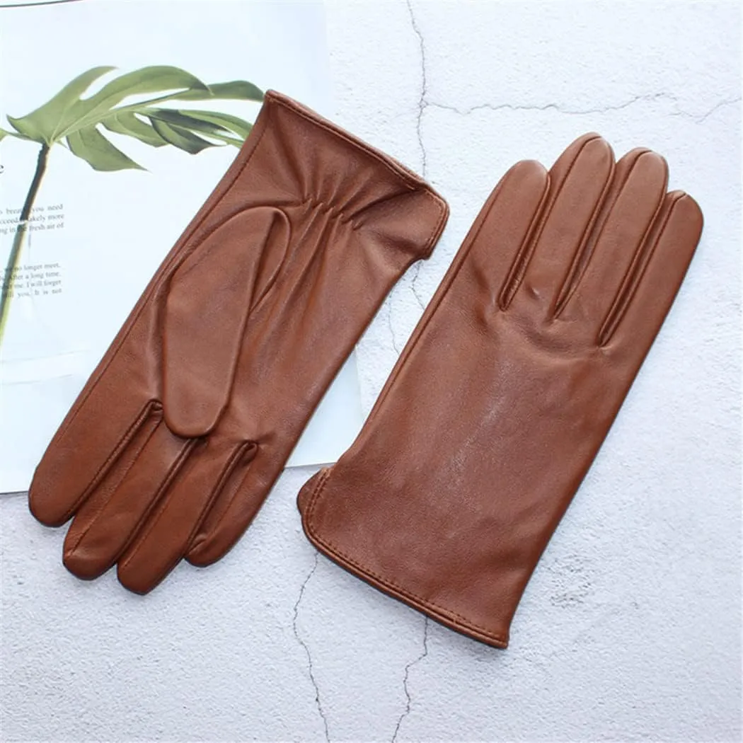 Spring Autumn Men Leather Unlined Thin Summer Touch Screen Outdoor Sports Driving Riding Sheepskin Gloves