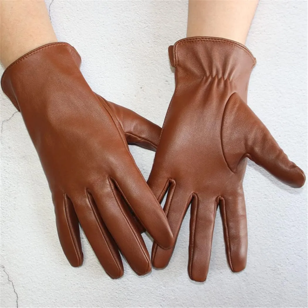 Spring Autumn Men Leather Unlined Thin Summer Touch Screen Outdoor Sports Driving Riding Sheepskin Gloves