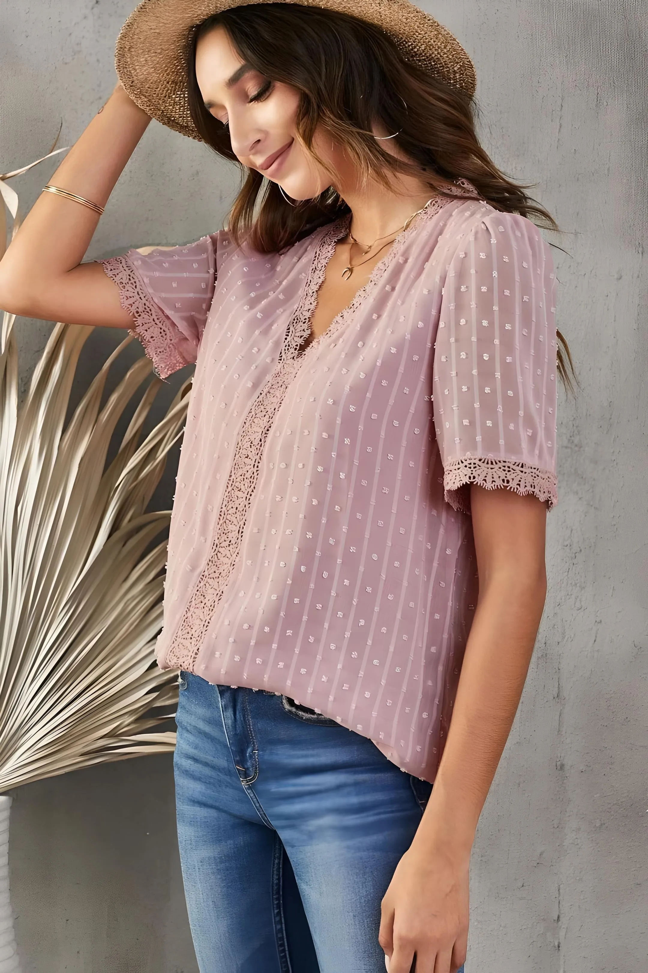Swiss dot Lace Top