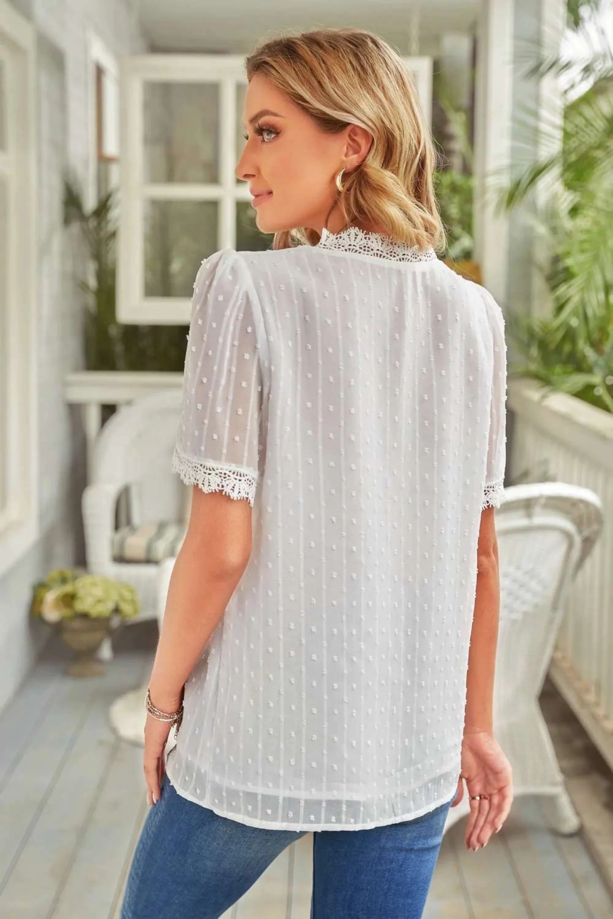 Swiss dot Lace Top