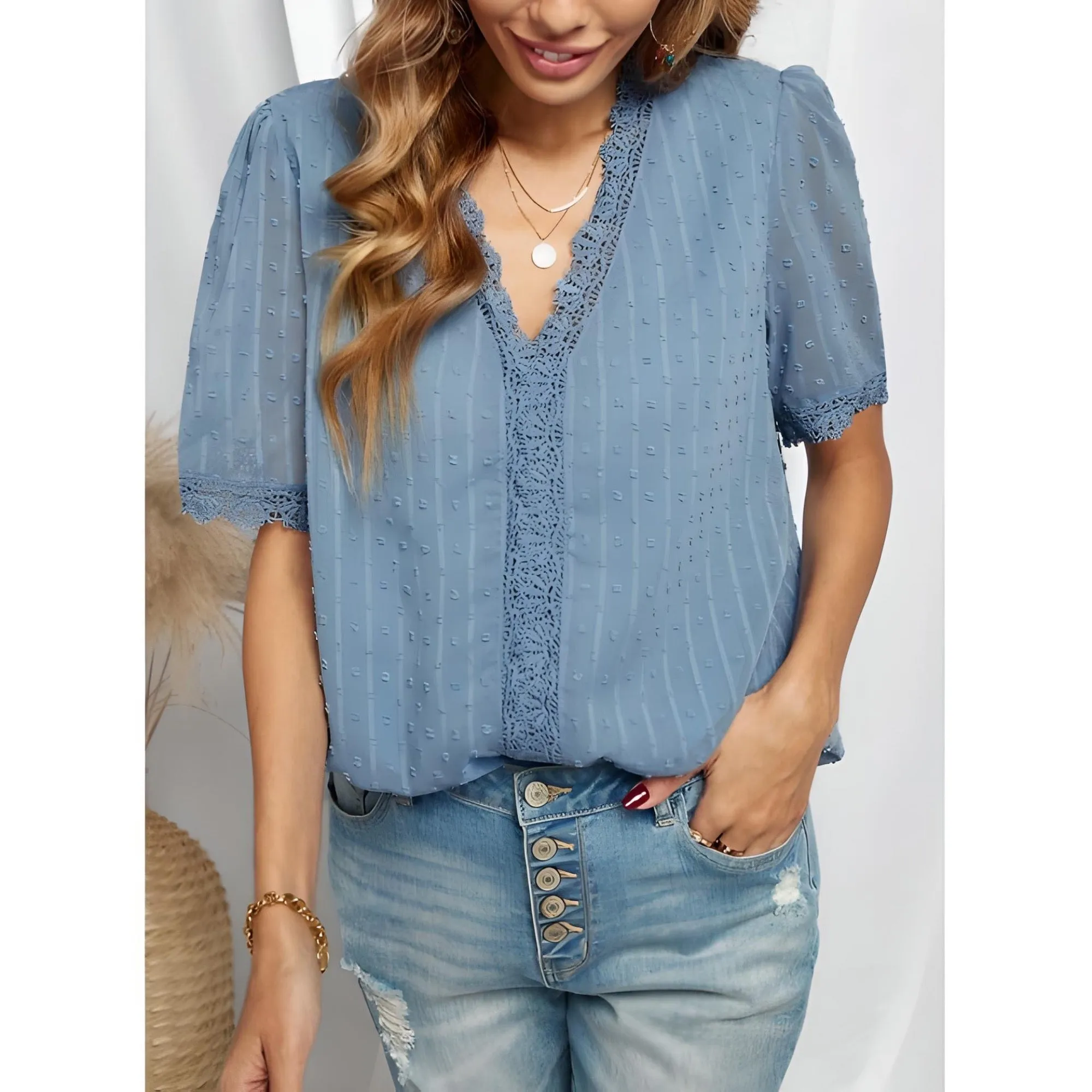 Swiss dot Lace Top