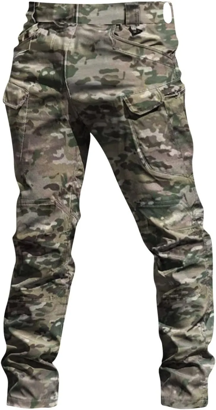 Tactical Pants for Men Waterproof Stretch Cargo Pants with Multi Pockets Relaxed Fit Work Hiking Pants