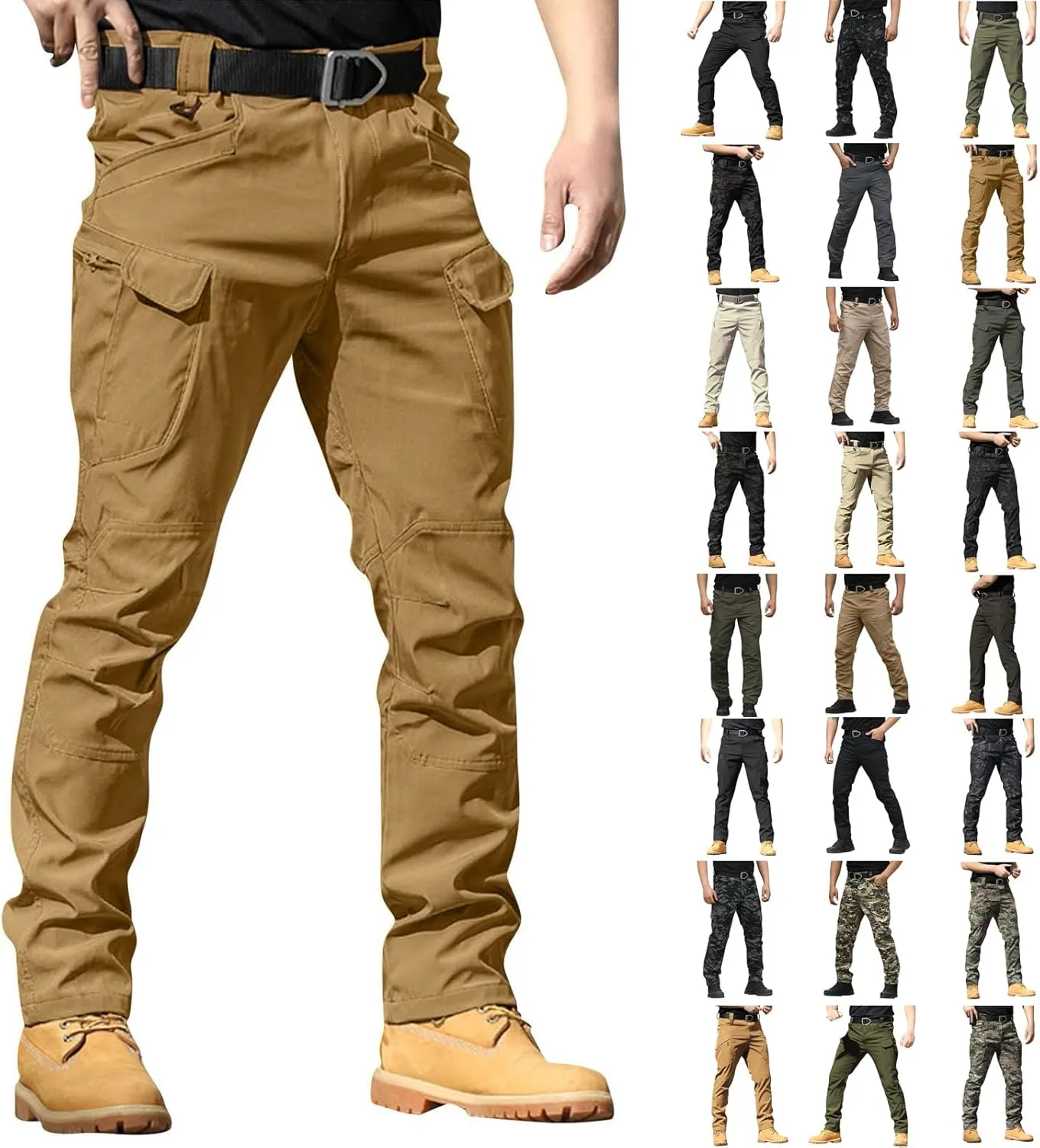 Tactical Pants for Men Waterproof Stretch Cargo Pants with Multi Pockets Relaxed Fit Work Hiking Pants