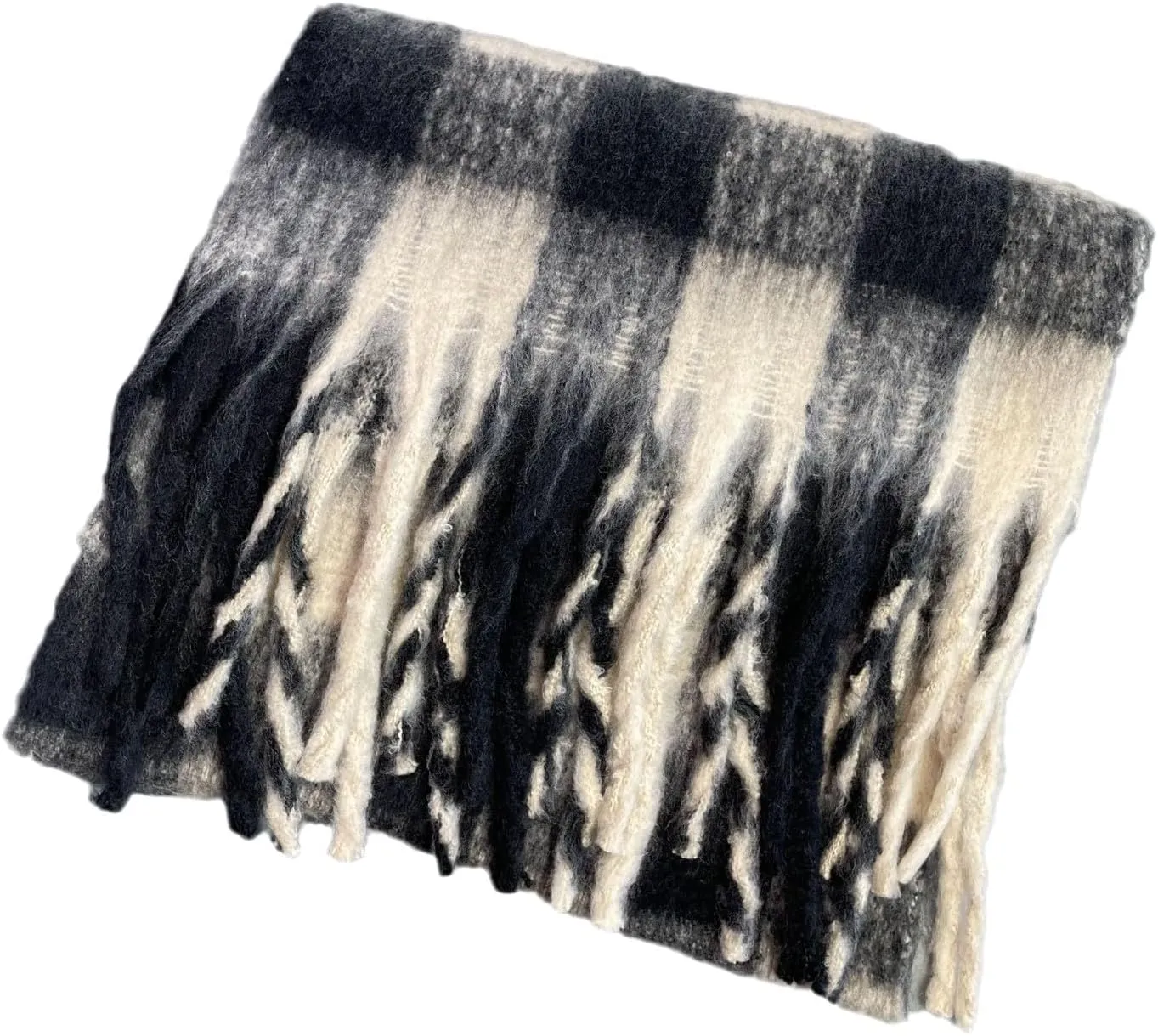 Tie-Dye Print Wool Scarf, Beige Coat, 90 x 40 in