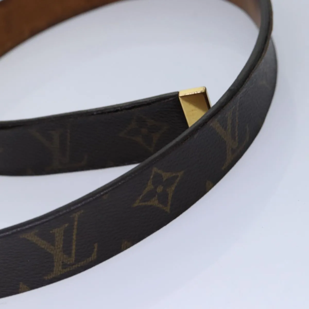 Trendy Inspired Louis Vuitton Monogram Ceinture Care Belt 48.4" Gold M6800y Lv Auth Bs17455