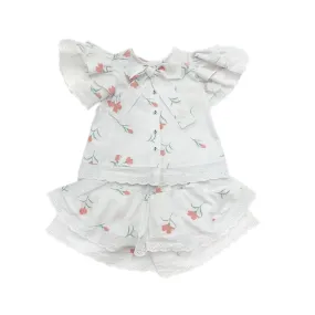 Tulip Cotton Blouse and Shorts Set