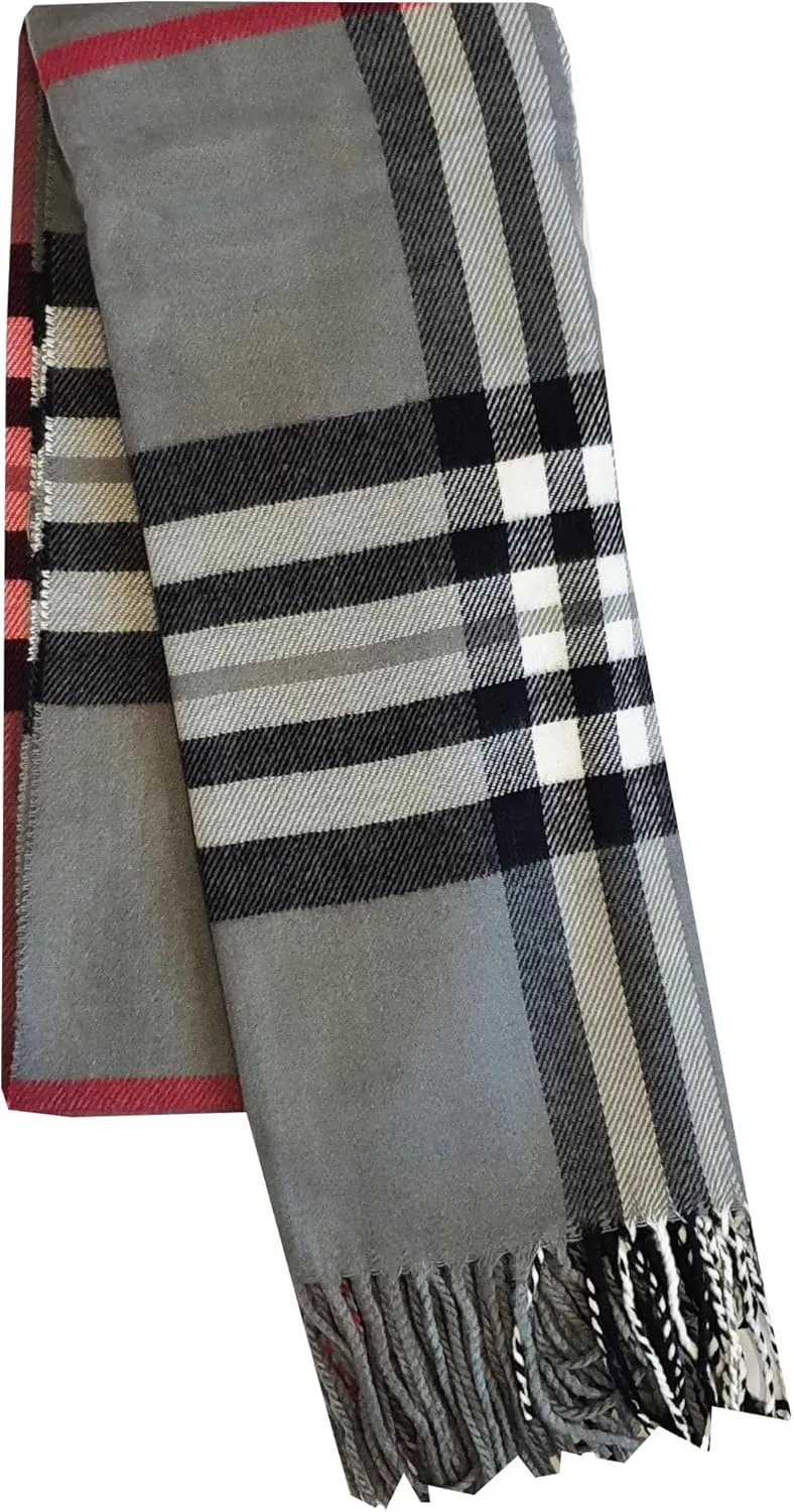 Unisex Classic Italian Design Tartan Plaid Winter Scarf Soft Cashmere Feel 72" X 25"
